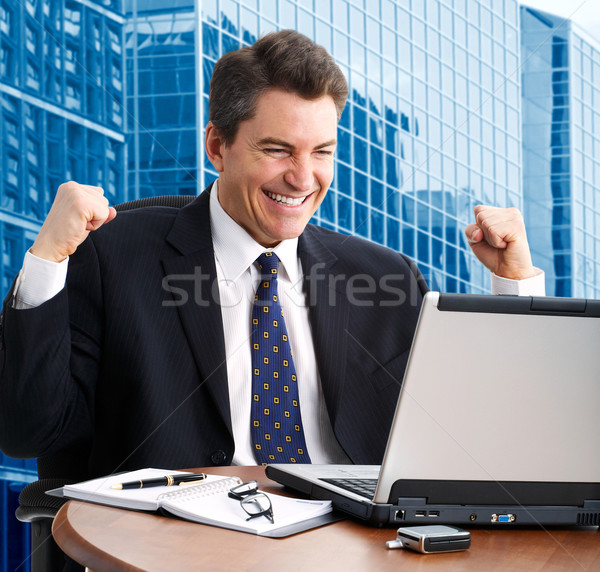 Działalności sukces udany człowiek biznesu pracy laptop Zdjęcia stock © Kurhan
