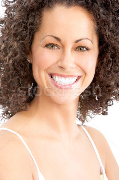 [[stock_photo]]: Heureux · femme · belle · jeunes · femme · souriante · isolé