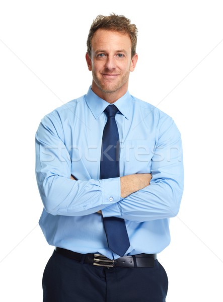 Foto stock: Empresario · sonriendo · guapo · aislado · blanco · hombre