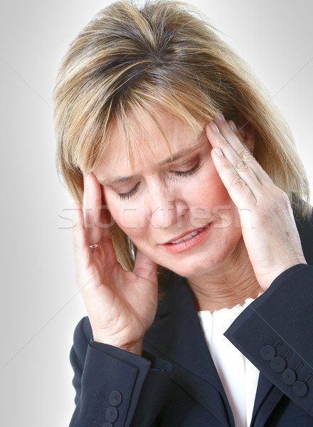 Baş ağrısı olgun iş bayan gri kadın Stok fotoğraf © Kurhan