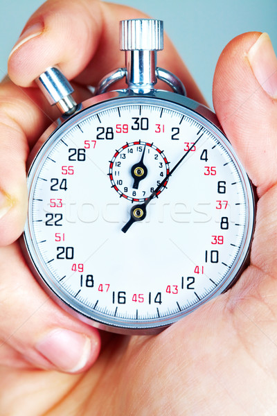 Mecanic cronometru albastru mâini ceas alb Imagine de stoc © Kurhan