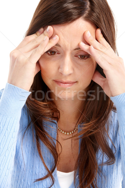 Allergia beteg fiatal nő migrén stressz fej Stock fotó © Kurhan