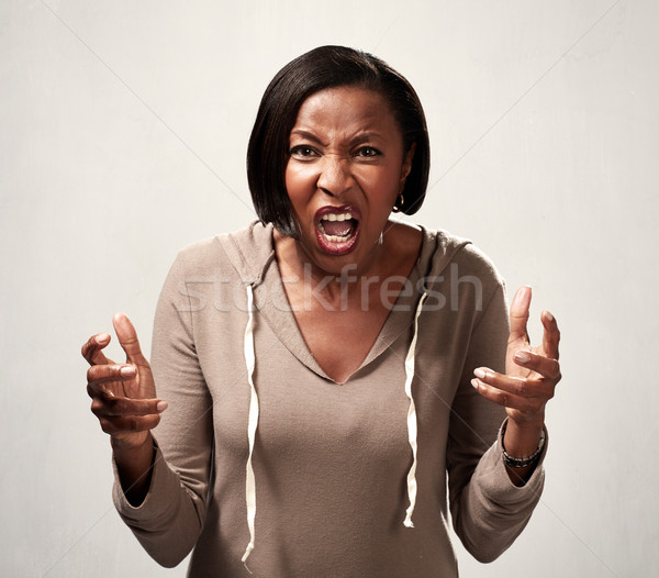 Colère femme fureur hurlant sombre Photo stock © Kurhan