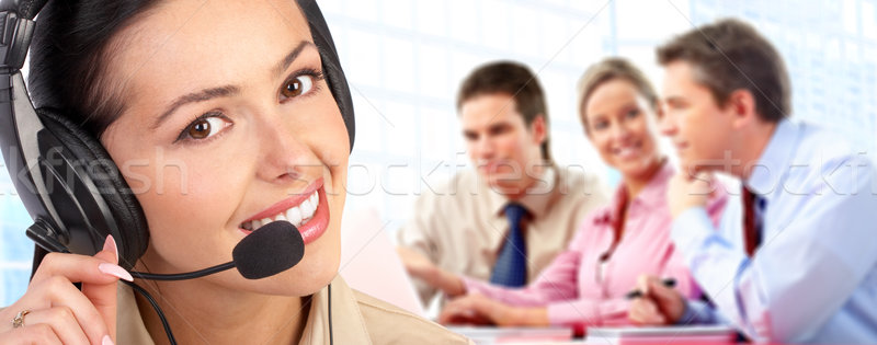 Call Center оператор красивой гарнитура изолированный белый Сток-фото © Kurhan