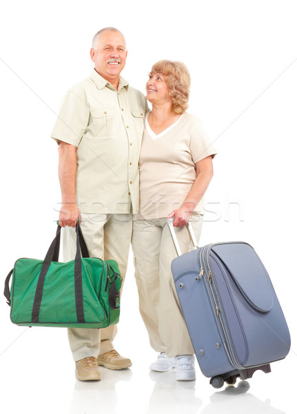 Idősek mosolyog boldog idős pár izolált Stock fotó © Kurhan