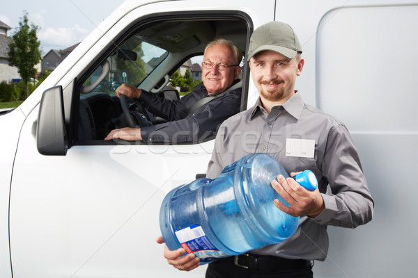 Water levering dienst man fles groot Stockfoto © Kurhan