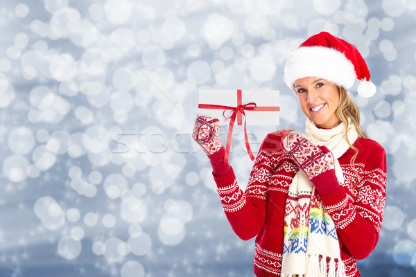 Gelukkig christmas meisje wenskaart kerstmis banner Stockfoto © Kurhan