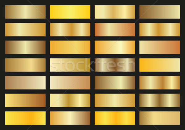 Foto stock: Vector · establecer · oro · pendientes · negro · brillante