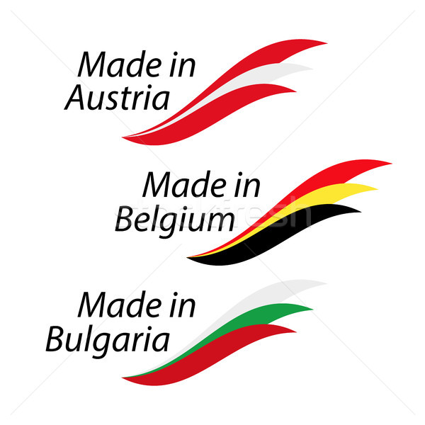 Simple logos Made in Austria, Made in Belgium and Made in Bulgaria, vector logos with Austrian, Belg Stock photo © kurkalukas