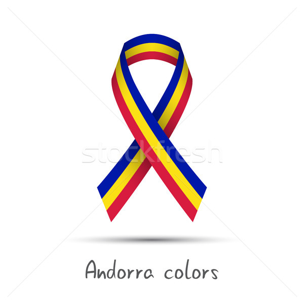 Modern colored vector ribbon, Andorra tricolor isolated on white background, flag of Andorra, Made i Stock photo © kurkalukas