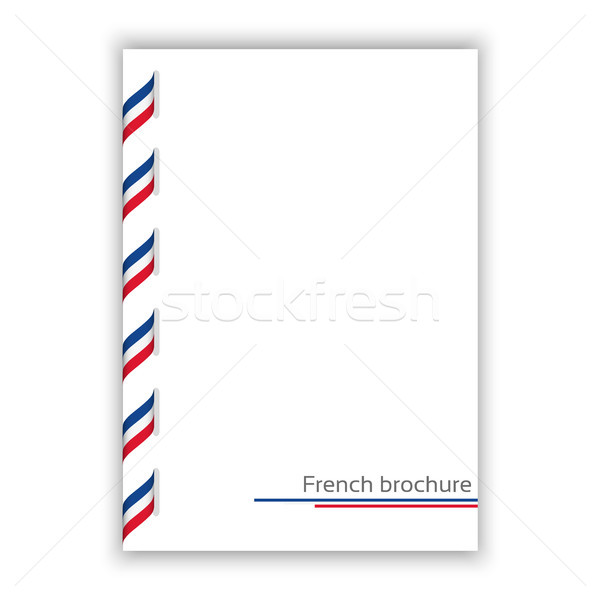 White brochure with ribbon in French tricolor, vector illustration Stock photo © kurkalukas