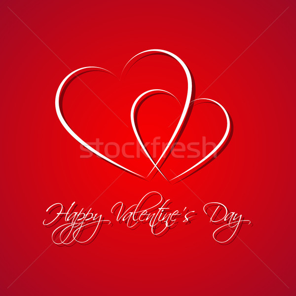 Red simple Happy Valentines day card with two heart, Be my Valentine background, vector illustration Stock photo © kurkalukas