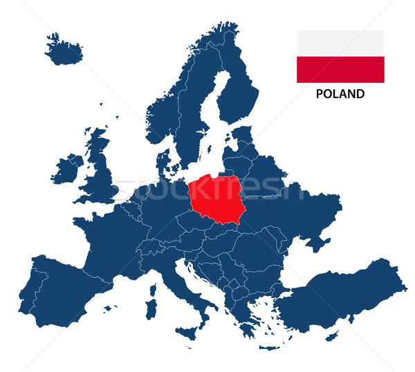 ストックフォト: 地図 · ヨーロッパ · ポーランド · フラグ · 孤立した · 白