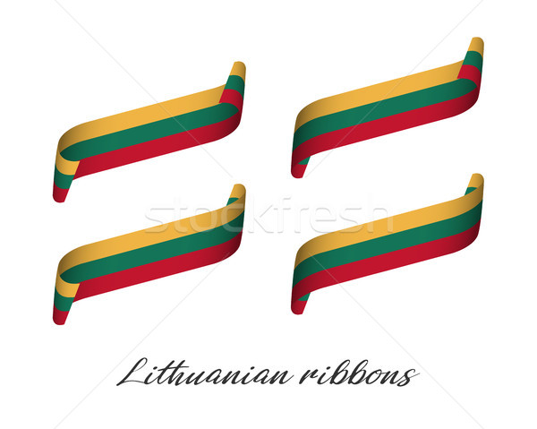 Set of four modern colored vector ribbons with Lithuanian tricolor isolated on white background, fla Stock photo © kurkalukas