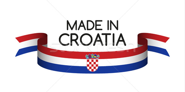 Colored ribbon with the Croatian tricolor, Made in Croatia symbo Stock photo © kurkalukas