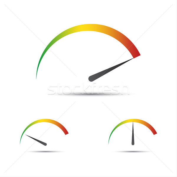 Set of simple vector tachometer with indicator in green, yellow  Stock photo © kurkalukas