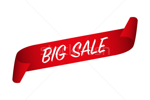 Vector Big Sale banner, red curled paper ribbon with a big sale label isolated on a white background Stock photo © kurkalukas