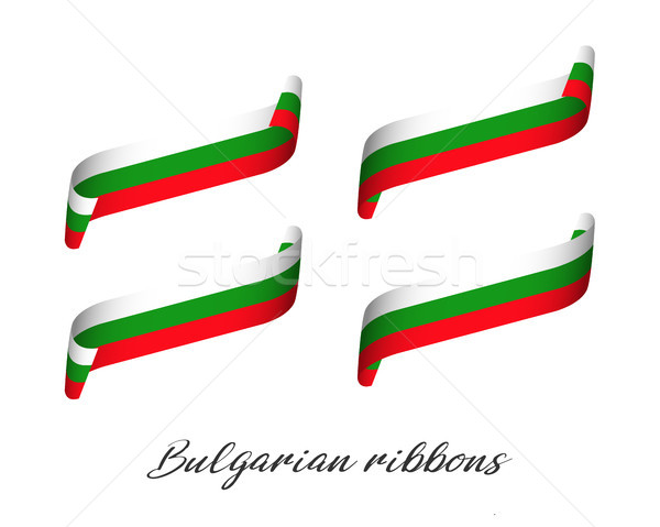 Stock photo: Set of four modern colored vector ribbons with Bulgarian tricolor isolated on white background, flag