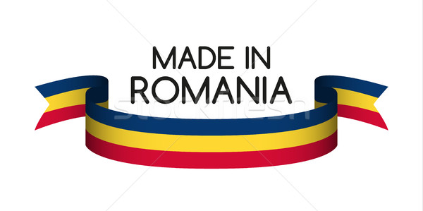 Colored ribbon with the Romanian tricolor, Made in Romania symbo Stock photo © kurkalukas