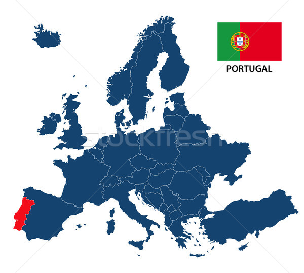 карта Европа Португалия флаг изолированный белый Сток-фото © kurkalukas