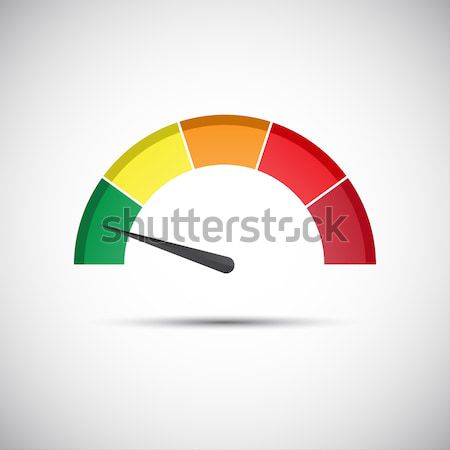 Color vector tachometer, flowmeter with indicator in green part, speedometer and performance measure Stock photo © kurkalukas