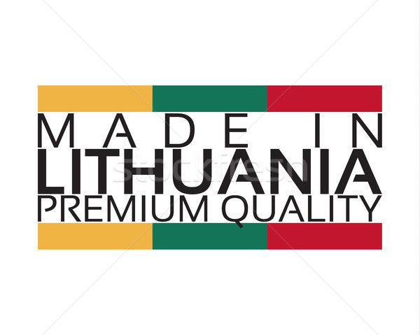 Made in Lithuania icon, premium quality sticker with Lithuanian colors, vector illustration isolated Stock photo © kurkalukas