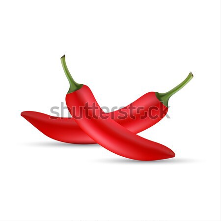 Whole red chili peppers, realistic illustration of a chilli pappers, icon, chilli image, vector illu Stock photo © kurkalukas