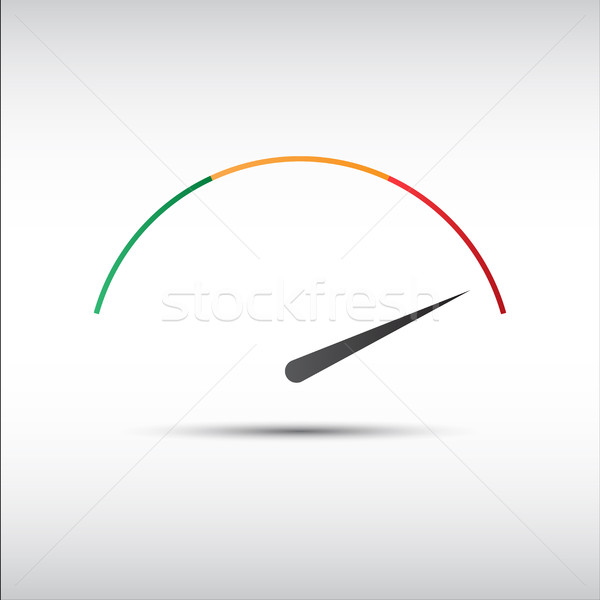 Simple vector tachometer with indicator in red part, speedometer icon, performance measurement symbo Stock photo © kurkalukas