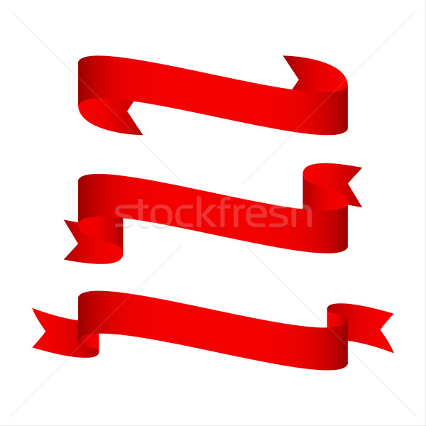 Set of shiny red ribbons isolated on white background, simple ve Stock photo © kurkalukas