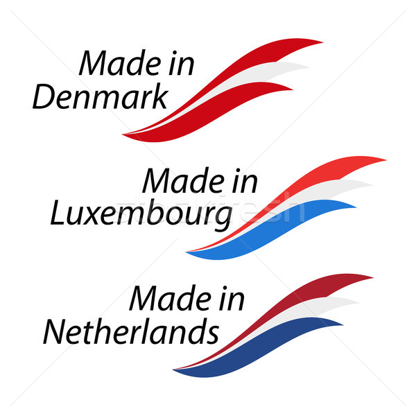 Simple logos Made in Denmark, Made in Luxembourg and Made in Netherlands, vector logos with Danish,  Stock photo © kurkalukas