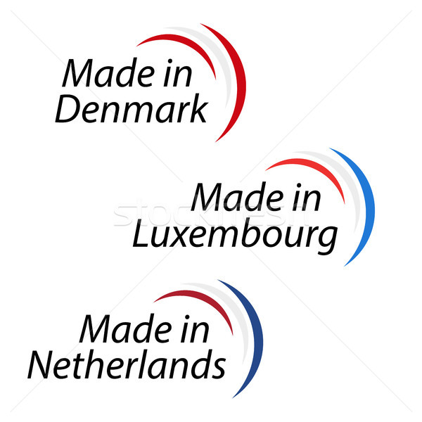 Simple logos Made in Denmark, Made in Luxembourg and Made in Netherlands, vector logos with Danish,  Stock photo © kurkalukas