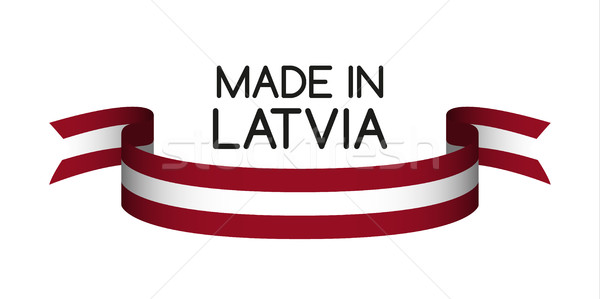 Colored ribbon with the Latvian colors, Made in Latvia symbol, L Stock photo © kurkalukas