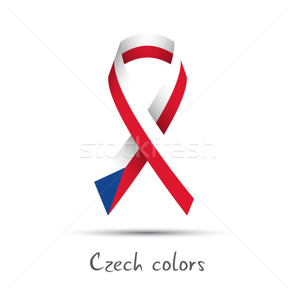 Modern colored vector ribbon with the Czech tricolor isolated on white background, abstract Czech fl Stock photo © kurkalukas