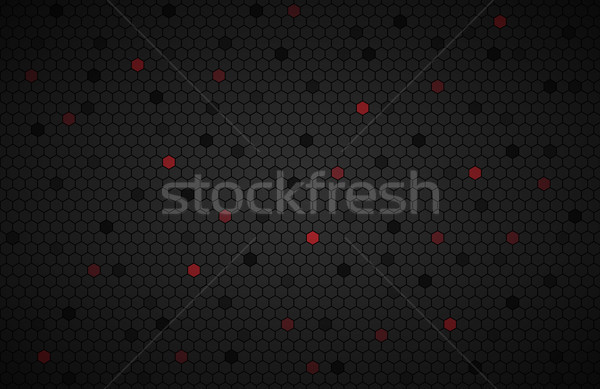 Stock photo: Geometric polygons background with red polygons, abstract black metallic wallpaper, vector illustrat