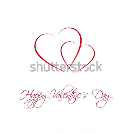 Stock fotó: Boldog · valentin · nap · kártya · kettő · szív · enyém