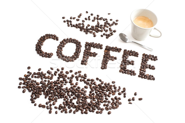 Stock photo: Coffee background, inscription of roasted coffee beans