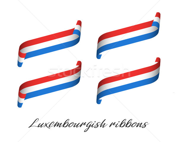 Set of four modern colored vector ribbons with Luxembourgish tricolor isolated on white background,  Stock photo © kurkalukas