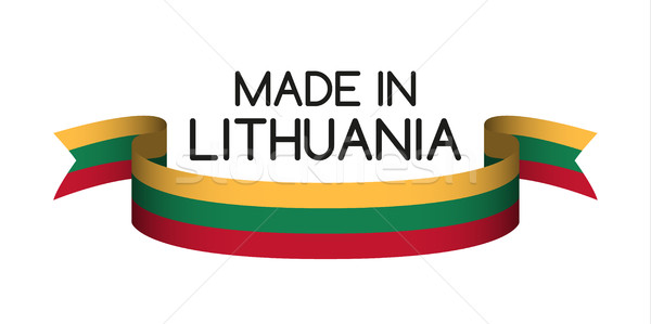 Colored ribbon with the Lithuanian tricolor, Made in Lithuania s Stock photo © kurkalukas