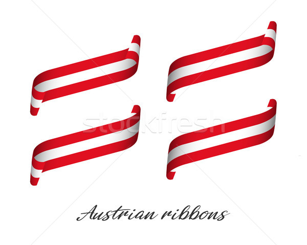 Set of four modern colored vector ribbons in Austrian colors isolated on white background, flag of A Stock photo © kurkalukas