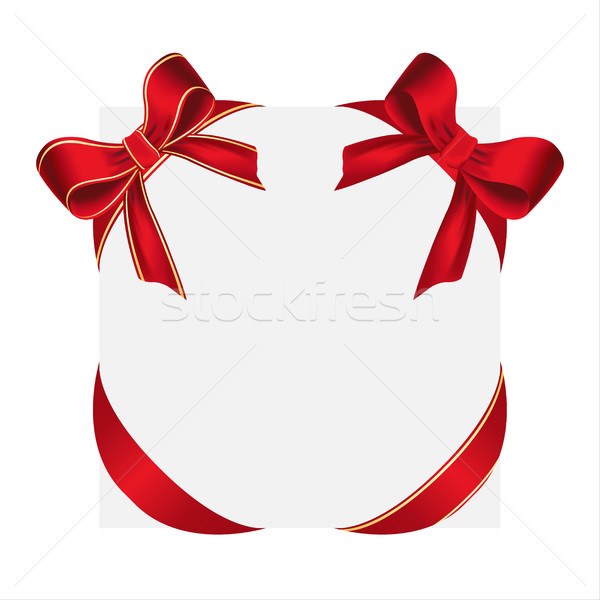 Shiny red satin bows, red bow and red bow with yellow lines, vec Stock photo © kurkalukas