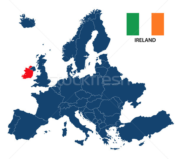 Vector illustration of a map of Europe with highlighted Ireland and Irish isolated on a white backgr Stock photo © kurkalukas
