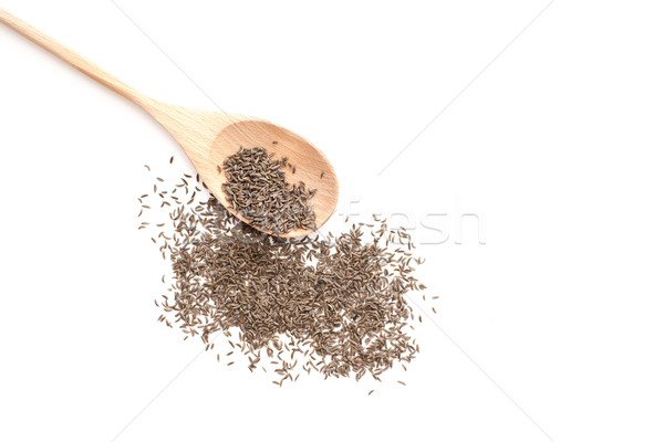 Caraway seeds on wooden spoon isolated on white background Stock photo © kurkalukas