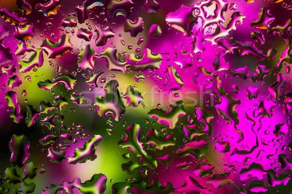 ストックフォト: 水滴 · ガラス · カラフル · 抽象的な · 雨の · 壁紙