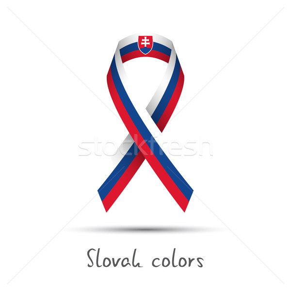 Modern colored vector ribbon with the Slovak tricolor isolated on white background Stock photo © kurkalukas