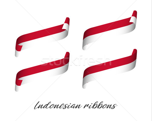 Set of four modern color vector ribbons in Indonesian colors isolated on white background, Indonesia Stock photo © kurkalukas