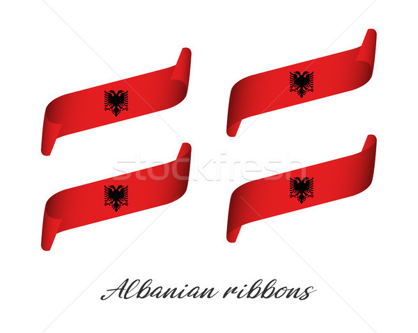 Set of four modern colored vector ribbons in the color of Albanian isolated on white background, fla Stock photo © kurkalukas