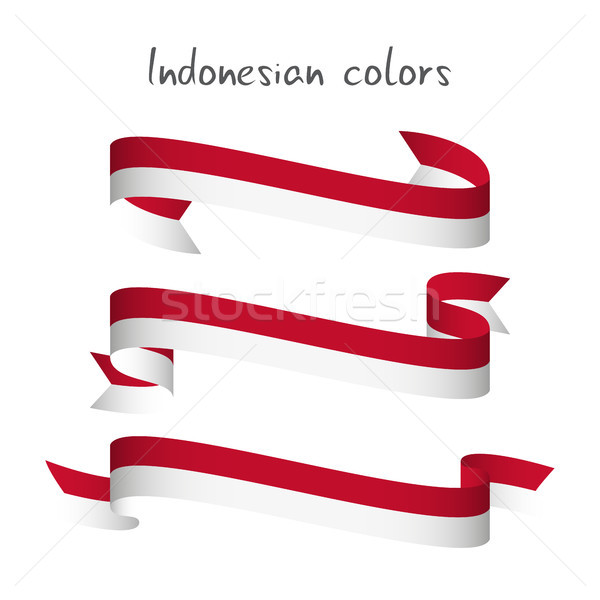 Set of three modern colored vector ribbon with the Indonesian colors isolated on white background, a Stock photo © kurkalukas