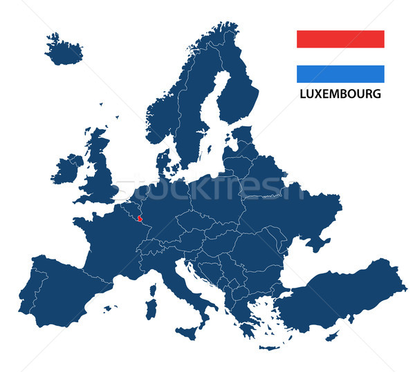 Vector illustration of a map of Europe with highlighted Luxembourg and Luxembourgish flag isolated o Stock photo © kurkalukas