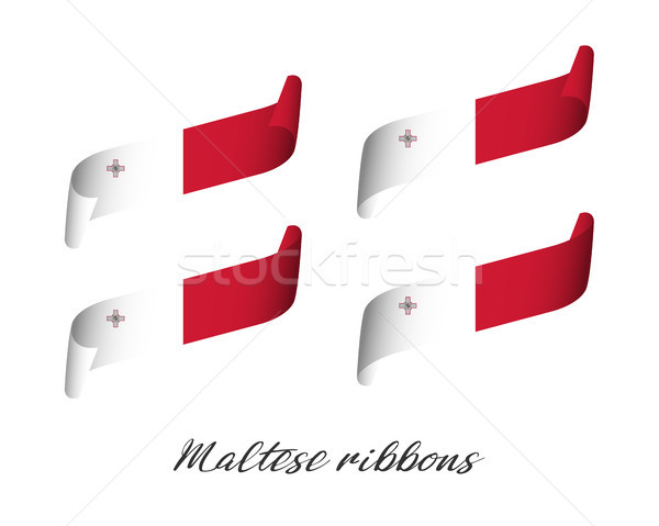 Set of four modern colored vector ribbons in Maltese colors isolated on white background, flag of Ma Stock photo © kurkalukas