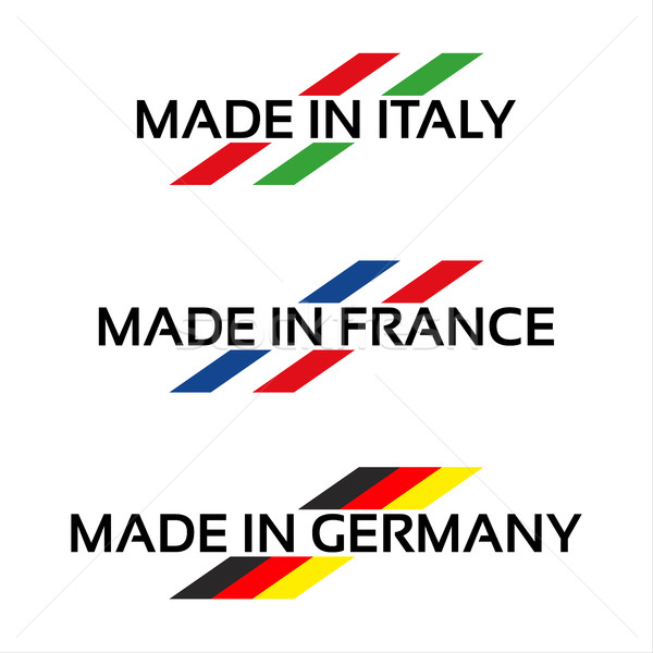 stock photo: vector set logos made in italy, made in france and